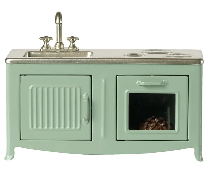 Miniatyr, Köksbänk Mint, Mus - Maileg