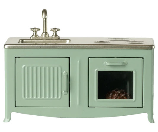 Miniatyr, Köksbänk Mint, Mus - Maileg