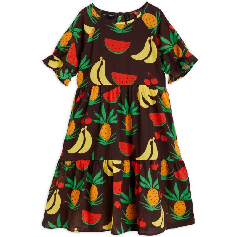 Klänning, Vävd/Frukter, Brun - Mini Rodini