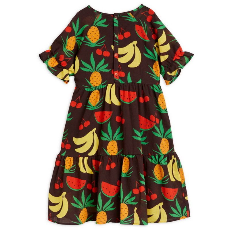 Klänning, Vävd/Frukter, Brun - Mini Rodini