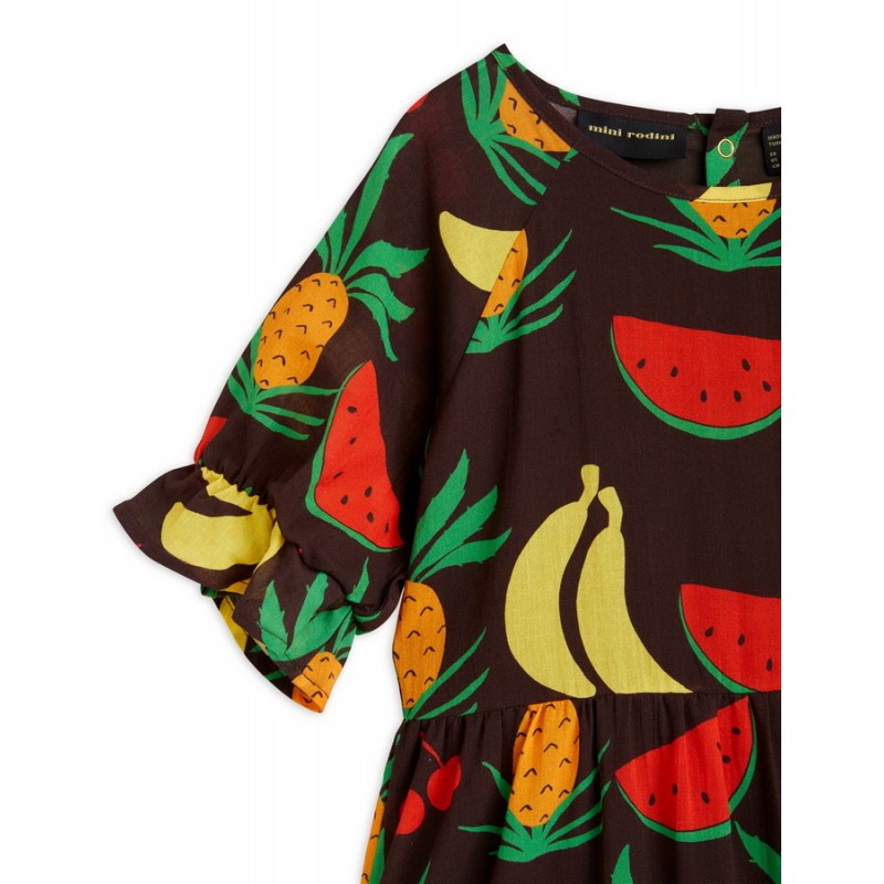 Klänning, Vävd/Frukter, Brun - Mini Rodini