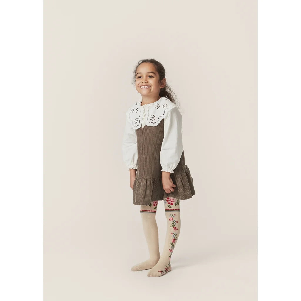 Strumpbyxor, Blommor/Jacquard, Blå/Beige - Konges Slöjd