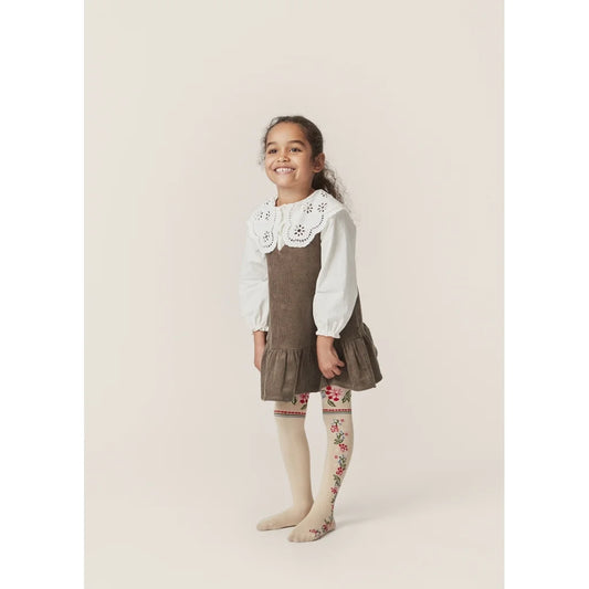 Strumpbyxor, Blommor/Jacquard, Blå/Beige - Konges Slöjd