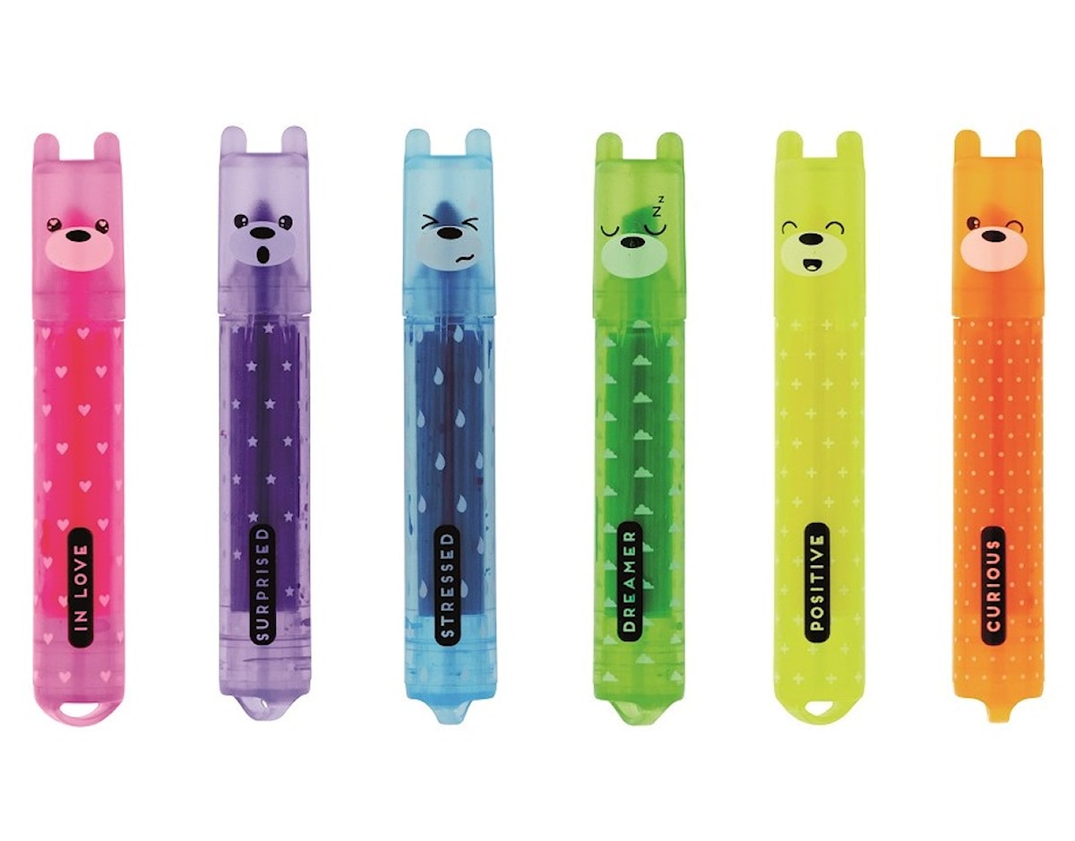 Teddy's Mood, set med 6 mini-highlighters - Legami