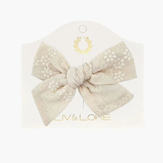 Ester Rosett 9 cm,Natural broderad - Liv & Loke